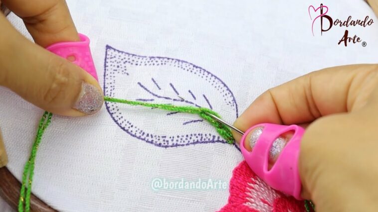 BORDADO FANTASÍA DE HOJAS FÁCILES RÁPIDAS Y BONITAS | HAND EMBROIDERY LEAVES EASY STITCHING