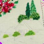 Bordado de paisaje árboles nudo francés | Landscape embroidery trees French knot