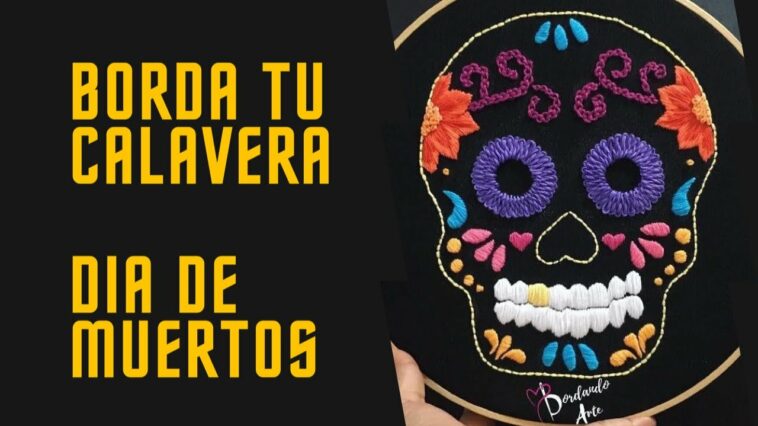 Bordar a mano calavera para día de muertos