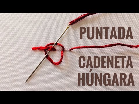 Bordar punto de cadeneta húngara o punto de cadena entrelazada paso a paso