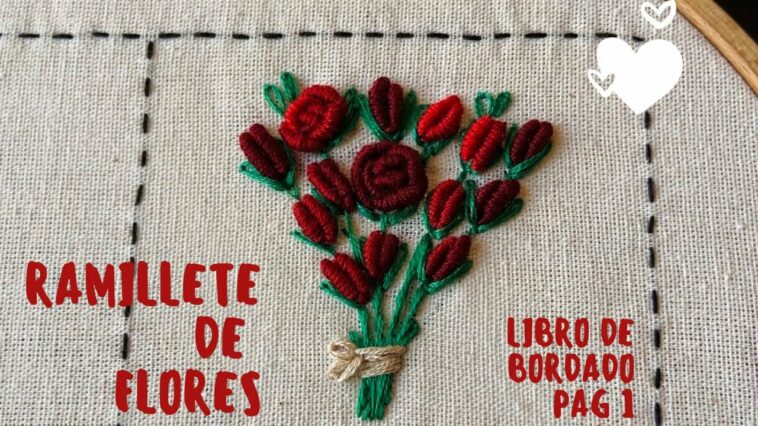 Bordar ramillete de flores con Punto rococó