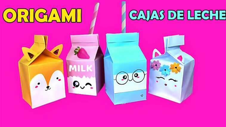 CÓMO HACER CAJA DE LECHE KAWAII-IDEAS DE HAZLO TÚ MISMO-UNICORNIO, KAWAII, FRESA-ARTESANÍA DE PAPEL