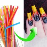 COMO HACER UÑAS FALSAS CON PITILLOS EN 3 MINUTOS -  No es acrílico - Decoración de Uñas Diseño Fuego