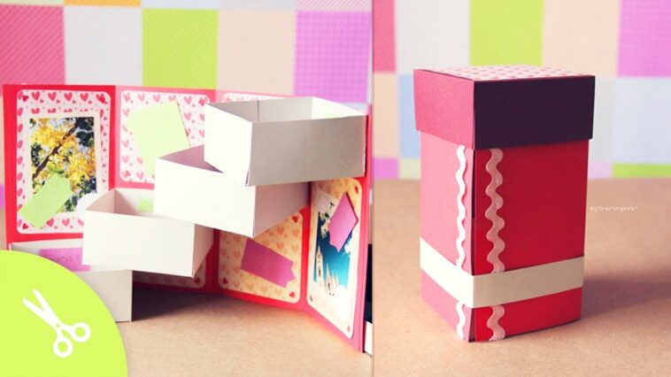 Caja con cajones: Guarda regalo - Dia de los enamorados // Origami box Tower