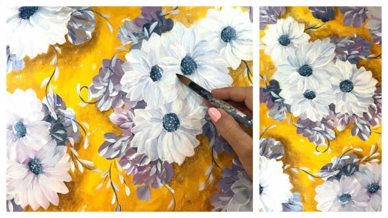 Como Pintar FLORES Fáciles con Pintura Acrilica