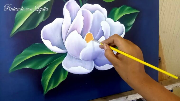 Como Pintar Un Cuadro De Flores / Magnolias / Con Pintura Acrílica