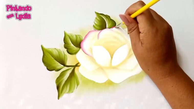 Como Pintar Una Rosa Blanca / How To Paint A White Rose