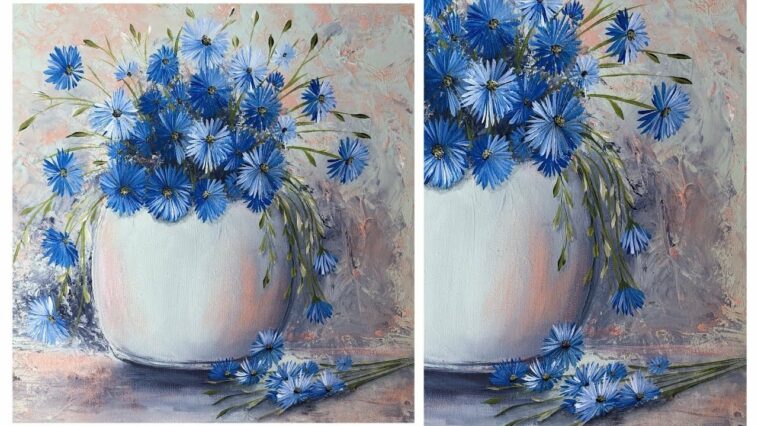 Como pintar Flores / Arte fácil con pintura acrílica