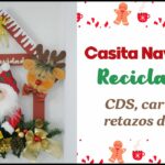 Idea Fácil - Recicla CDS, cartón y retazos de tela - Casita de Navidad