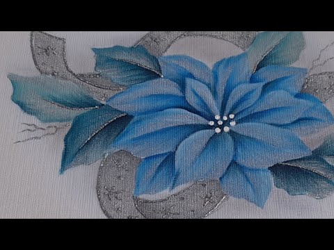 Manualidades Navideñas / Pintura en Tela / Nochebuena Azul / DIY