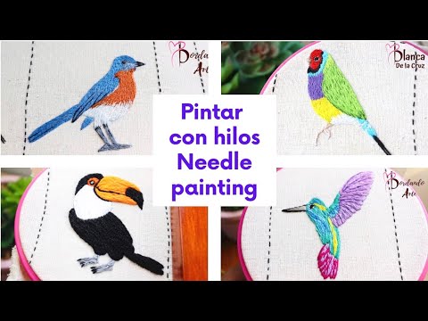 Needle painting pintar con hilos pájaros Libro de bordado: Página 17 completa