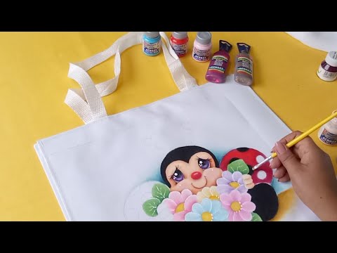 Pintura En Tela Como Pintar Una Bolsa / Como Pintar Una Catarina o Mariquita