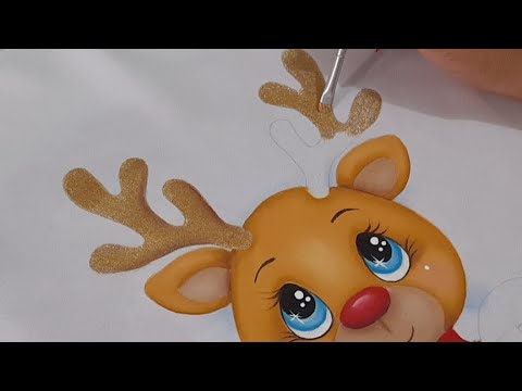 Pintura En Tela / Reno Navideño Con Nochebuena