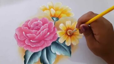 Pintura Fácil Como Pintar Rosa con Margaritas