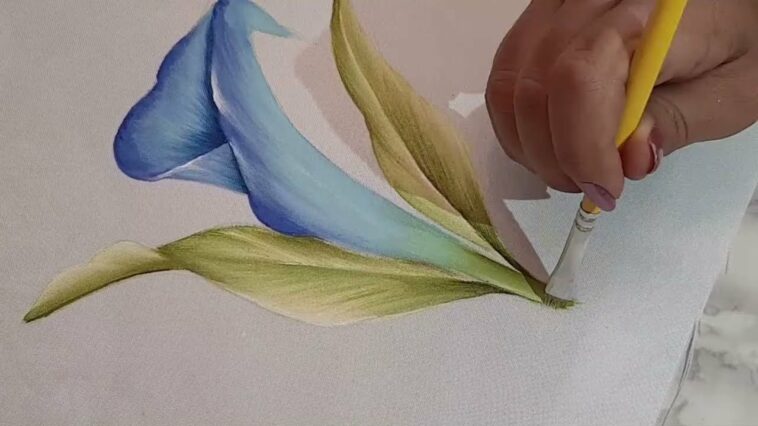 Pintura Flor en Tonos Azules