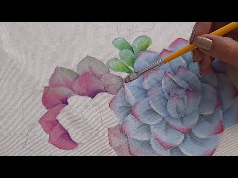 Pintura en Tela Como Pintar Plantas Suculentas