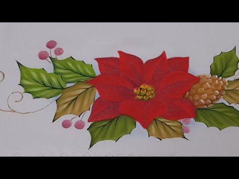 Reno Con Nochebuena Roja / Pintura en Tela