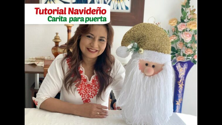 Tutoria navideño - Cara de noel decorativa para puertas (Incluye moldes)