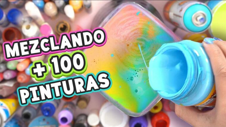 ¡¡MEZCLÉ +100 PINTURAS!! Spray, acrílica, acuarela, etc ¿Qué color saldrá? ✄ Craftingeek