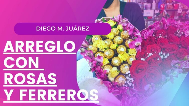 Arreglo con flores y chocolates / Arreglo en forma de corazón