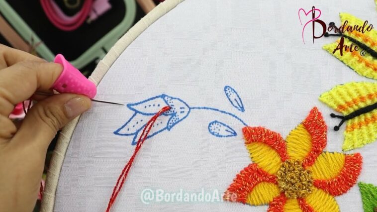 BORDADO FANTASÍA PUNTADA FÁCIL Y RÁPIDA PARA FLORES PEQUEÑAS | HAND EMBROIDERY EASY STITCH FLOWERS