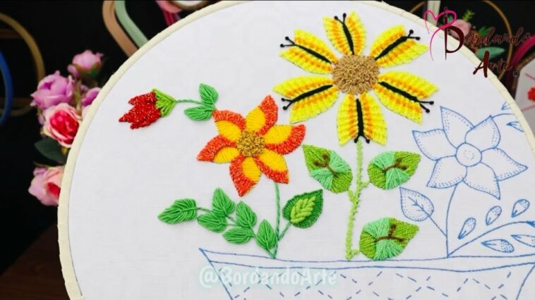 BORDADO FANTASÍA PUNTADAS PARA FLORES DE SERVILLETAS | FANTASY EMBROIDERY STITCHES EASY FOR FLOWERS