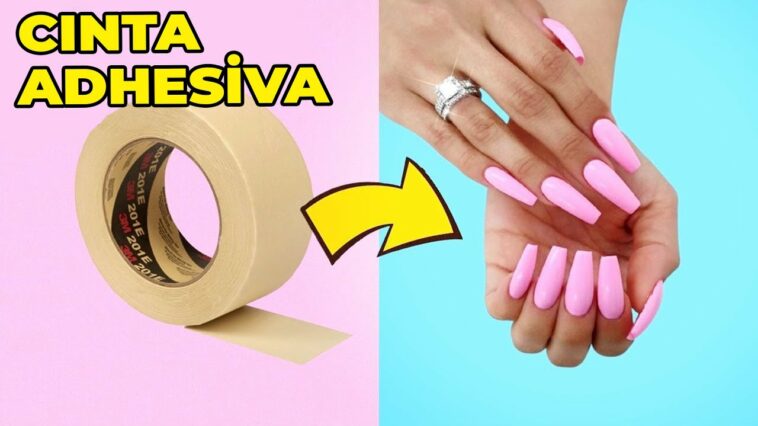 CÓMO HACER UÑAS FALSAS CON CINTA ADHESIVA- BARATO Y FÁCIL - INCREÍBLES TRUCOS PARA UÑAS