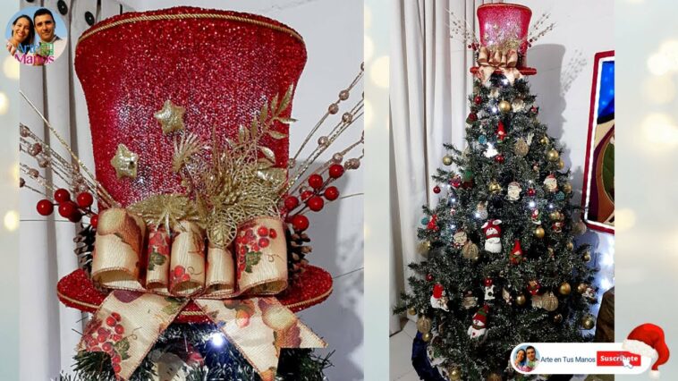 ?Cómo Hacer Un SOMBRERO DE COPA Para el Árbol de Navidad o Centro de Mesa, Con Arte en Tus Manos?