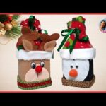 ??Cómo hacer DULCEROS de PINGÜINO y RENO Navideños con Cajas recicladas??