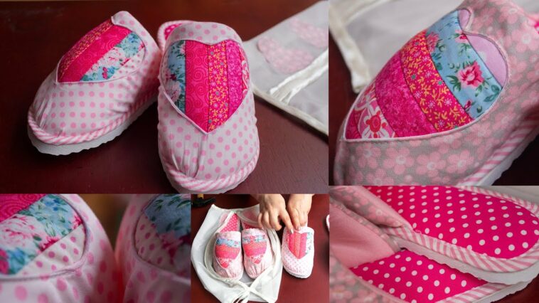 Como hacer pantuflas lindas con retazos de tela,paso a paso/especial dia de la madre/IDEA DE NEGOCIO