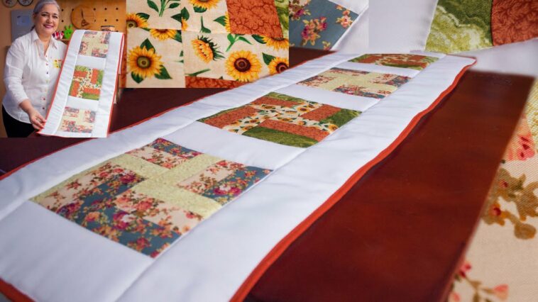 Como hacer un Camino de mesa con retazos de tela /patchwork fácil para principiantes/Idea negocio