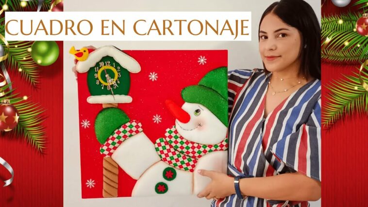 ?Cuadro Navideño en Cartonaje Facil de Hacer☃️