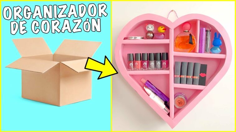 HAZLO TÚ MISMO - ORGANIZADOR DE MAQUILLAJE DE CARTÓN RESIDUO CORAZÓN - Decoración de pared