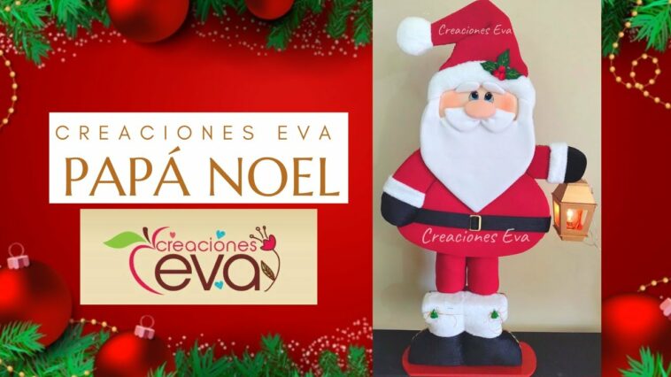 MUÑECO NAVIDEÑO PAPA NOEL DE PIE, TECNICA PATCHWORK