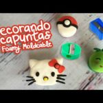 PokeBall Kitty y Kawaii Sacapuntas : Foamy Moldeable : Chuladas Creativas