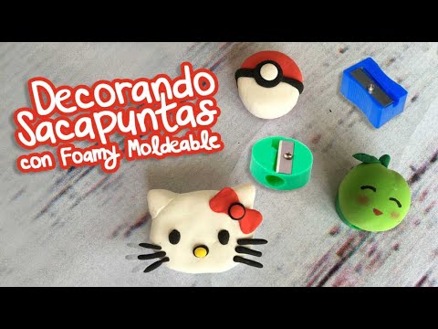 PokeBall Kitty y Kawaii Sacapuntas : Foamy Moldeable : Chuladas Creativas