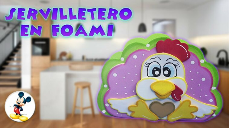 Servilletero Gallina en Foami o Goma Eva - Moldes Gratis