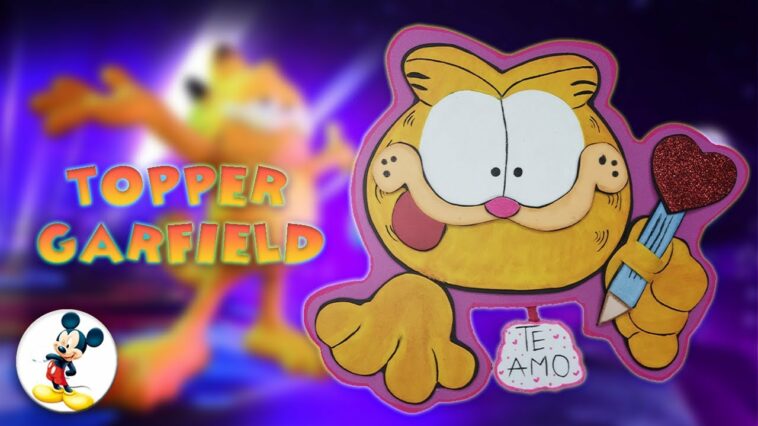 TOPPER GARFIELD EN FOAMI O GOMA EVA - MOLDE GRATIS