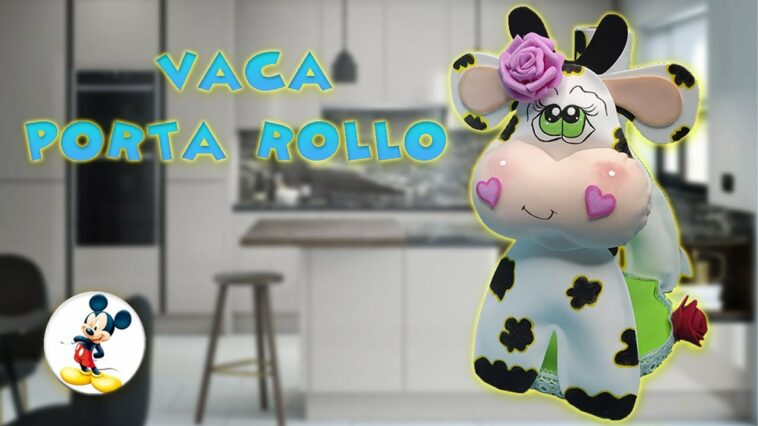 VACA PORTA ROLLO O SOPORTE PARA PAPEL DE COCINA EN FOAMI O GOMA EVA - MOLDE GRATIS