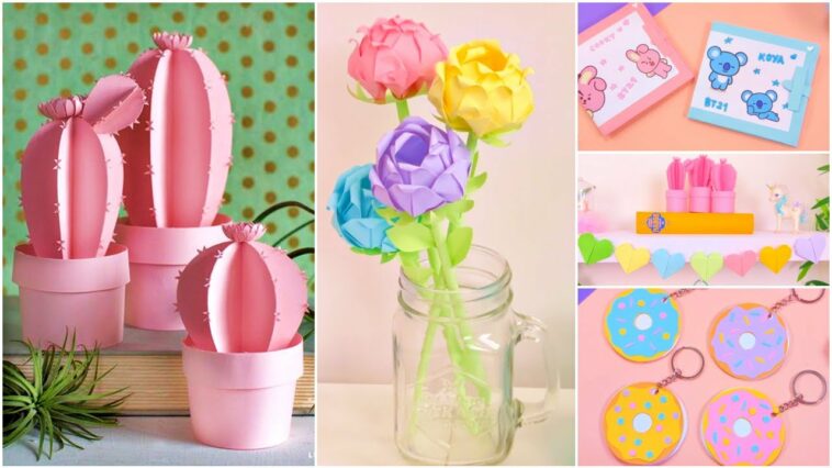 5 HAZLO TÚ MISMO - IDEAS DE ARTESANÍA DE PAPEL - Decoración, Cuaderno, Carteras, Flores, Cactus