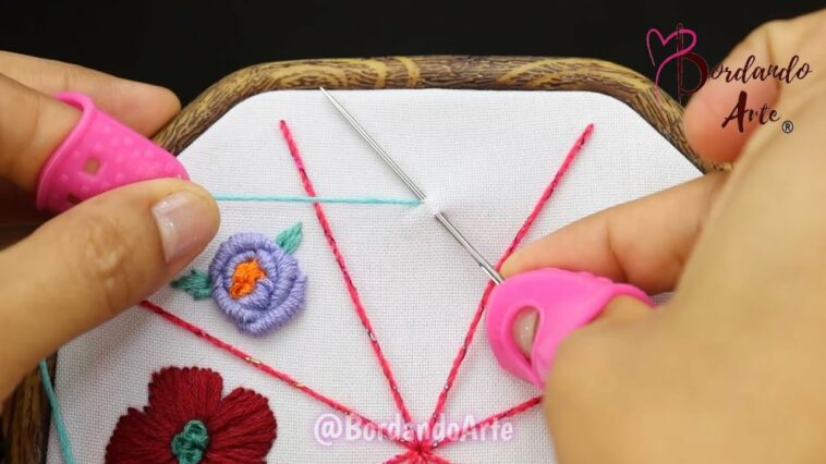 BORDADO DE FLORES CON PUNTADAS NIVEL PRINCIPIANTE  CAST ON | EMBROIDERY WITH STITCHES BEGINNER LEVEL