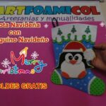 BOTA NAVIDEÑA CON PINGUINO NAVIDEÑO