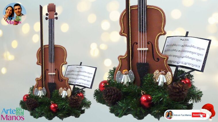 ?Cómo Hacer un VIOLÍN NAVIDEÑO en Foami, ángeles y material reciclado