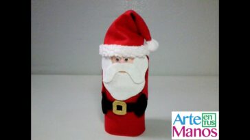 ?Funda de Papá Noel en Fieltro, VESTIDO NAVIDEÑO SANTA CLAUS para latas de bebidas, dulces, galletas