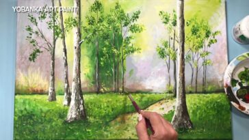 Pintado un paisaje en Primavera  Técnica de pintura acrílica