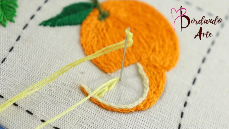 BORDADO REALISTA PUNTADA FÁCIL PARA FRUTA NARANJA | REALISTIC EMBROIDERY EASY STITCH