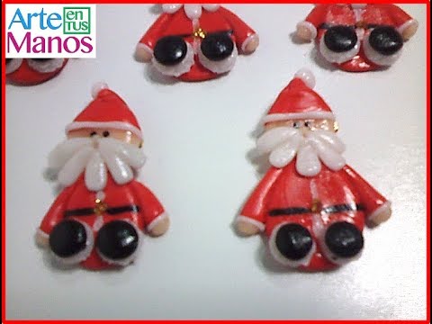 ?Cómo Hacer PRENDEDORES con Santa Claus en PORCELANA FRÍA