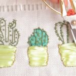 * bordado a mano con cintas o listón* cactus * toalla bordada/embroidery handmade