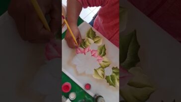 curso nochebuena rosa en camino de mesa #pintandoconlydia #manualidades #pintura  #pinturaentela