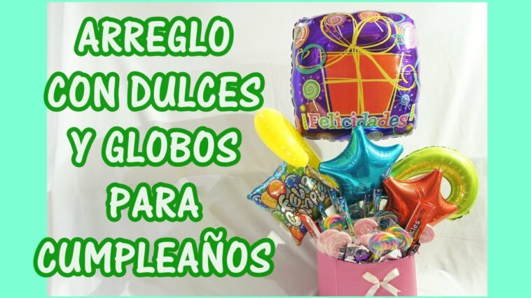 Arreglo para cumpleaños con globos y dulces (Centro de mesa para cumpleaños generico/Centerpiece)